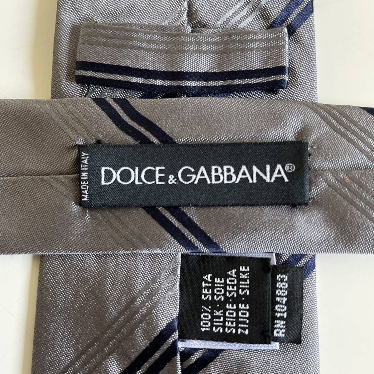 Dolce & Gabbana(ドルチェ&ガッバーナ)ドルガバ グレーストライプネクタイ　スクエアタイ_画像1