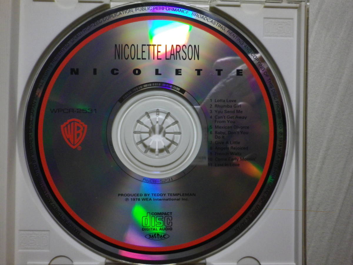 『Nicolette Larson/Nicolette(1978)』(1997年発売,WPCR-2531,1st,廃盤,国内盤帯付,歌詞対訳付,Lotta Love,西海岸,Linda Ronstadt)_画像3