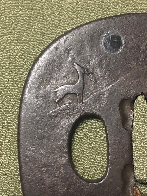 名品金工鍔/名工奈良作/金銀高肉彫象嵌色絵鐔/猟師の図【 名品金工鍔/名工奈良作/金銀高肉彫象嵌色絵鐔/猟師の図【