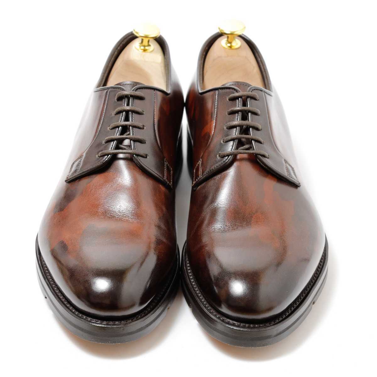 ★極美品★【Santoni】外羽根式プレーントゥ■8F/26.5cm■カモフラージュ柄■サントーニ■グッドイヤーウェルト■ブラウン_画像5