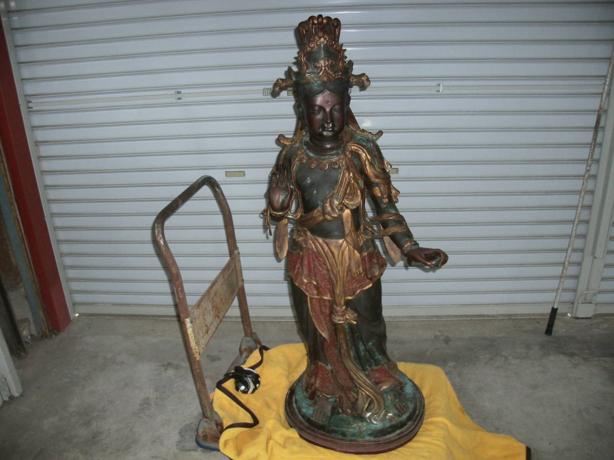 【セール】 仏像、銅像、銅製、重さ約３７キロ、高さ約１１７センチ　引き取りのみ 仏像
