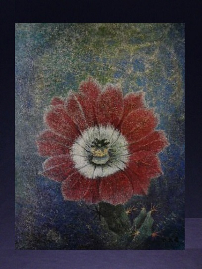 岡鹿之助、【赤い花】、希少な大判額装用画集より、美品、日本人画家