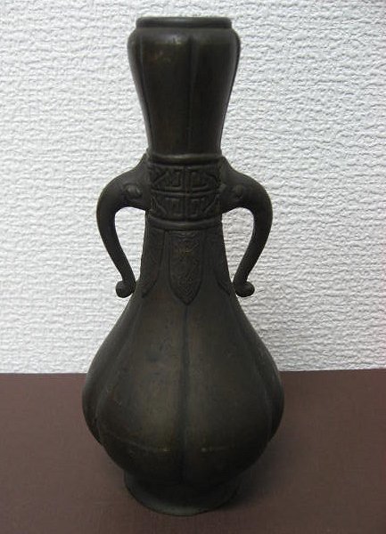 【美品】 唐銅製・花瓶　時代物・入手困難希少品 花器