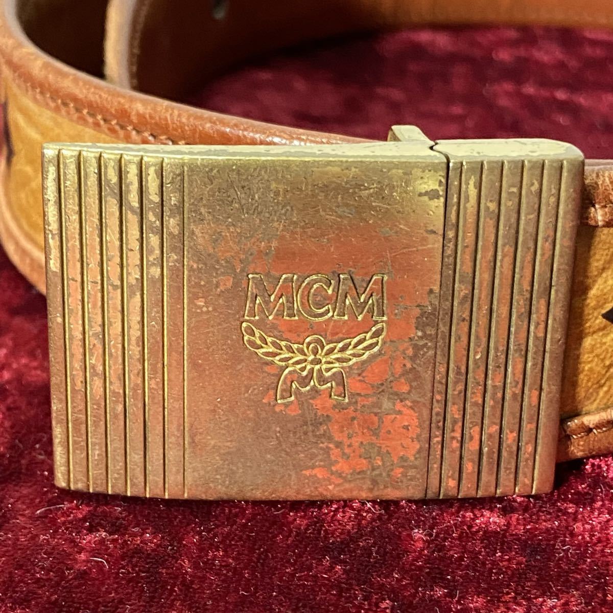 vintage MCM エムシーエム 総柄 レザー 本革 ベルト_画像2