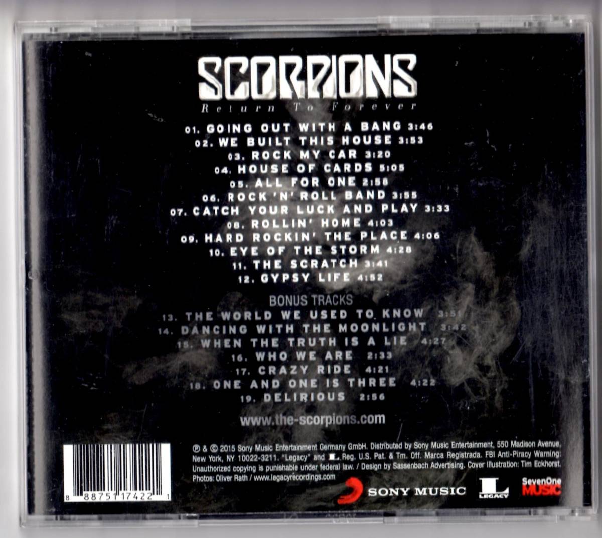 Used CD 輸入盤 スコーピオンズ Scorpions『祝杯の蠍団 リターン・トゥ・フォエヴァー』- Return To Forever(2015年)全19曲アメリカ盤
