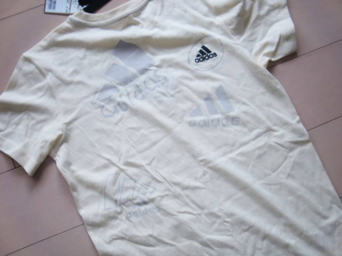 220411　新品　adidas　アディダス　ロング　Tシャツ　M　￥4939　アイボリー_画像4