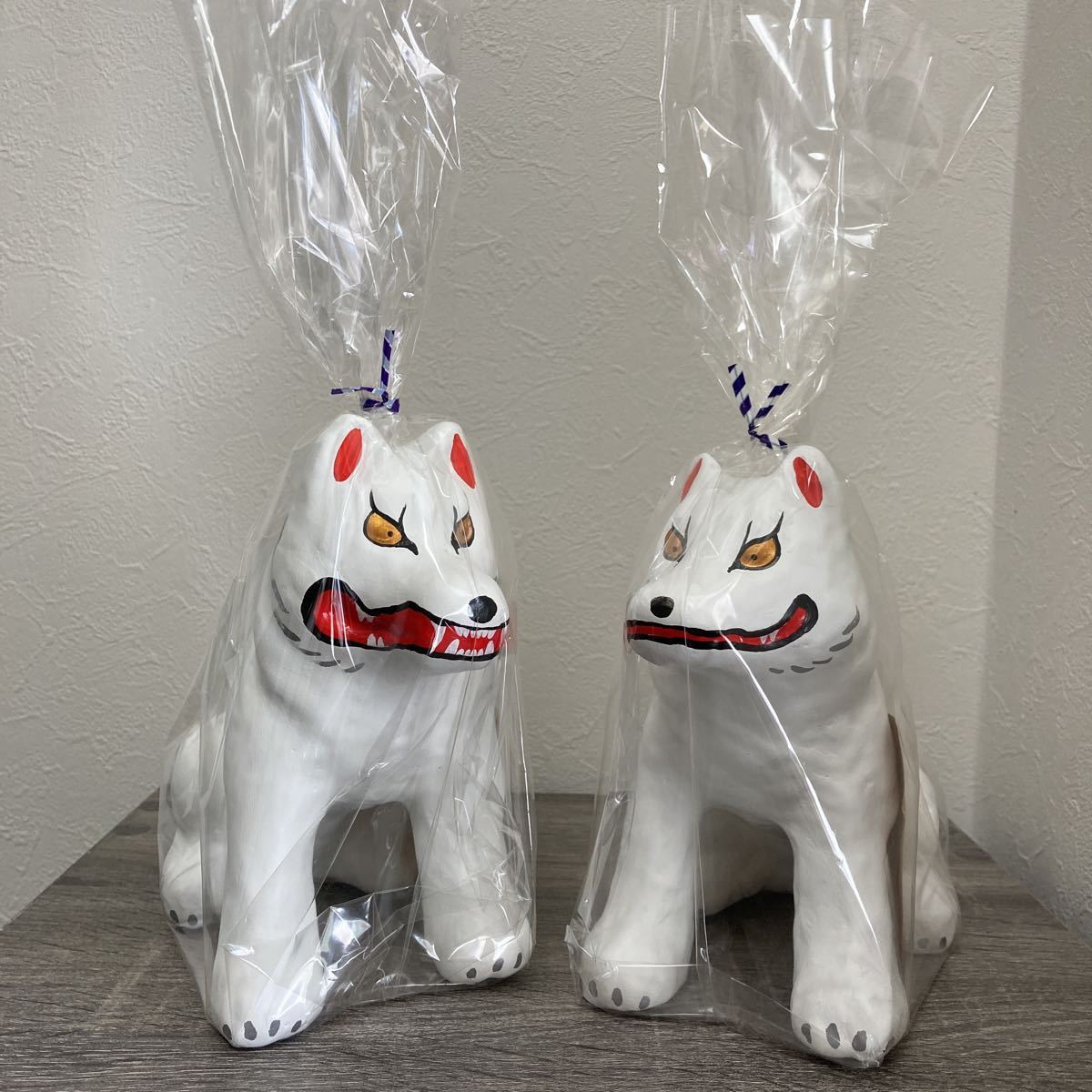 【超希少】秩父張り子 三峯神社 ニホンオオカミ お犬様 郷土玩具 阿吽一対