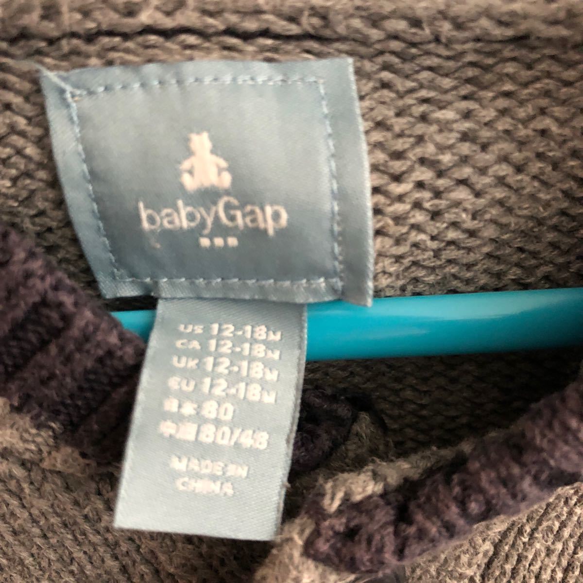 GAP ベビー　キッズ　80 カーディガン　ニット　紺色　ネイビー　グレー　長袖　ギャップ