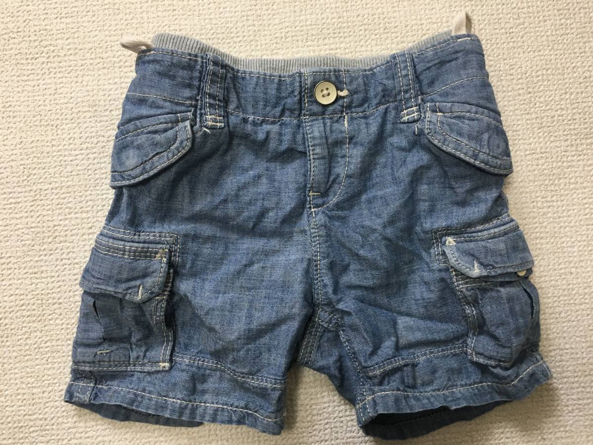 baby GAP ベビーギャップ デニム パンツ 半ズボン 90 18-24months 男の子 キッズ 子供服 ネイビー 薄ブルー【匿名配送】の画像1