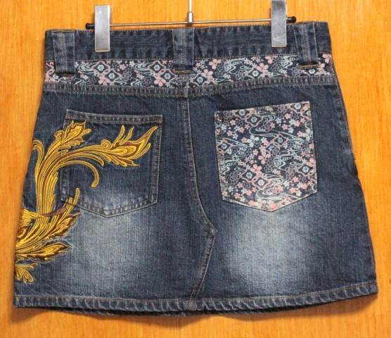 SALE!.. soul god comfort lady's!(S)L221769 phoenix .. embroidery Denim Rollei z miniskirt 