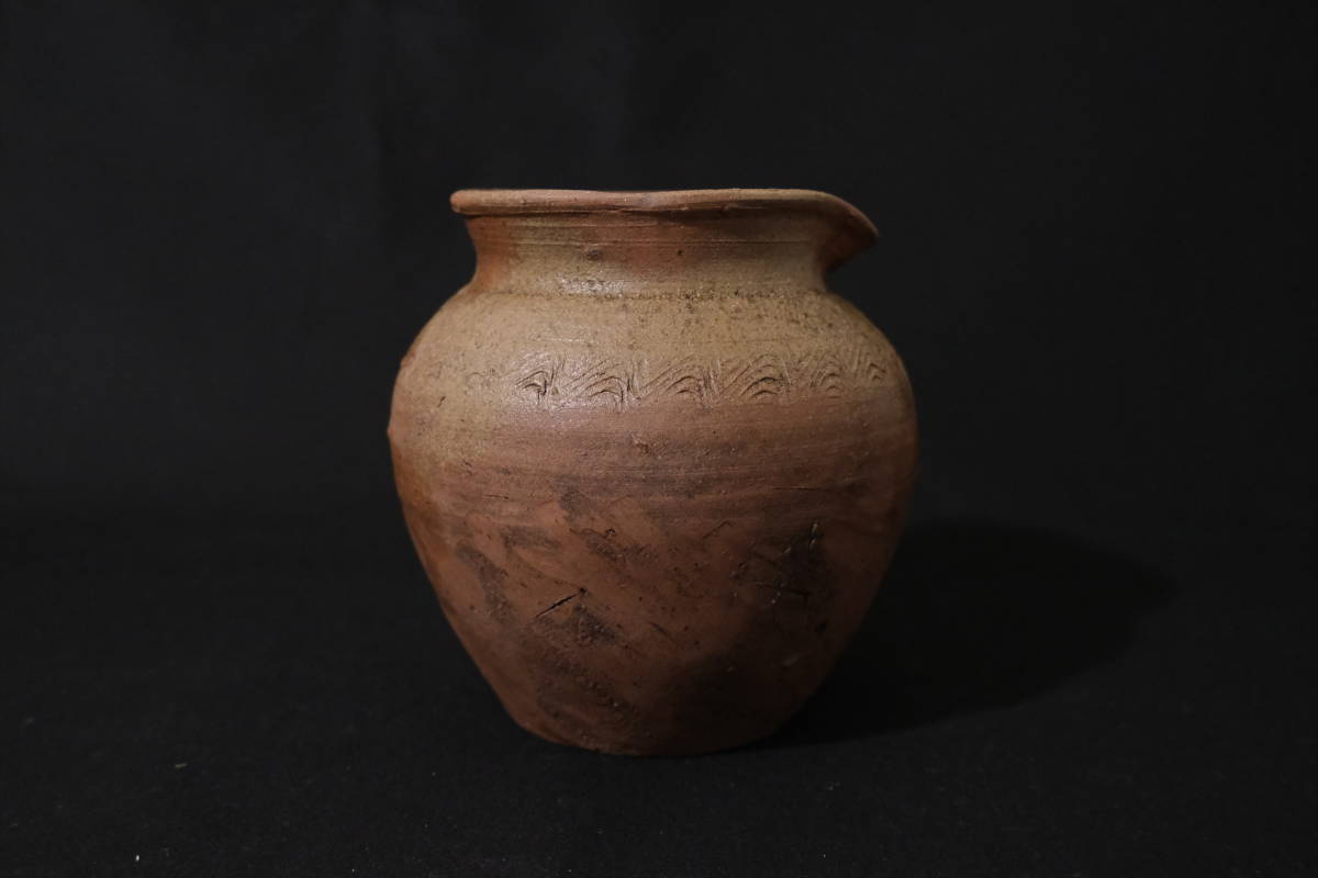 古備前 江戸中期頃 雀口 小壺 (検索 酒器 徳利 古備前 江戸中期頃 雀口 小壺 (検索 酒器 徳利
