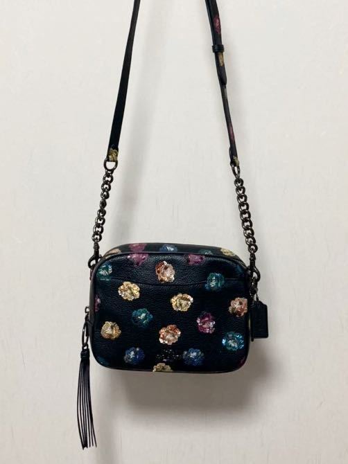 レア　希少　美品　COACH コーチ　カメラバッグ　ウィズ　ローズプリント　ショルダーバッグ　カラフル　花柄　レインボー　花　限定