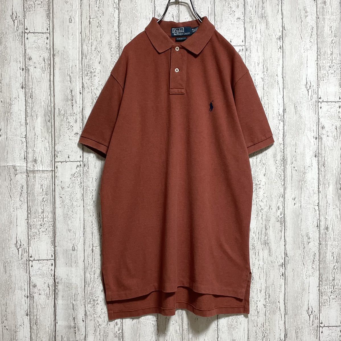 【レアカラー】ポロバイラルフローレン Polo by Ralph Lauren 半袖 ポロシャツ Lサイズ テラコッタ 刺繍ポニー 22-51