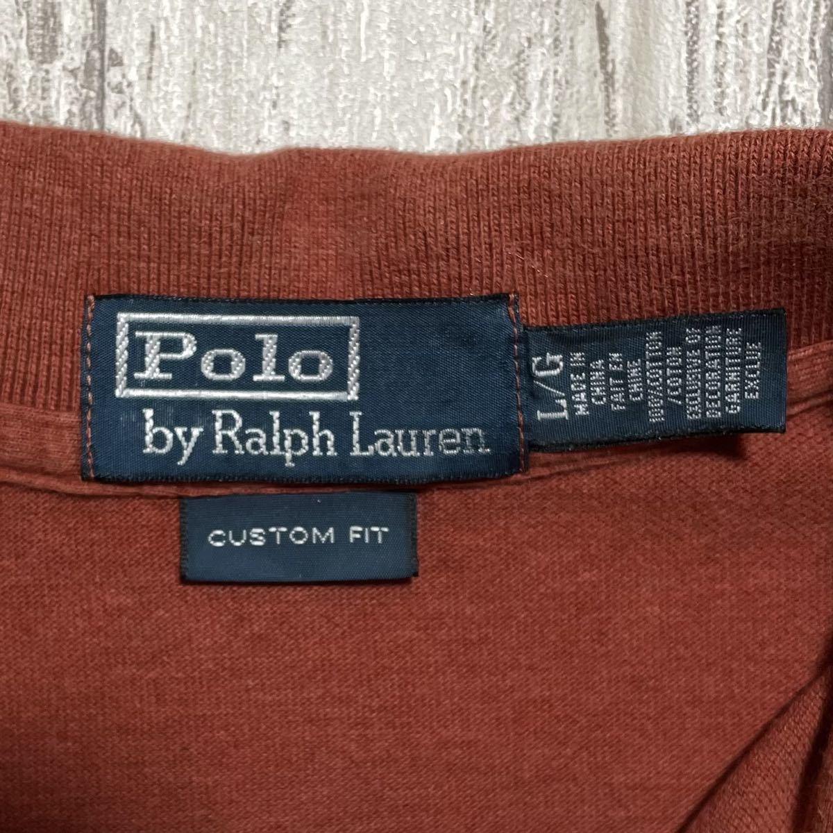 【レアカラー】ポロバイラルフローレン Polo by Ralph Lauren 半袖 ポロシャツ Lサイズ テラコッタ 刺繍ポニー 22-51