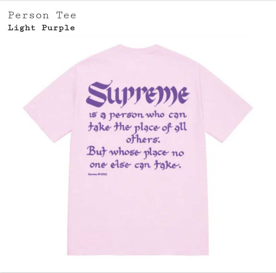 即決 送料無料 Supreme シュプリーム 22SS Person Tee Tシャツ ライトパープル 薄紫 XLサイズ 国内正規品 新品未使用 オンライン購入_画像3