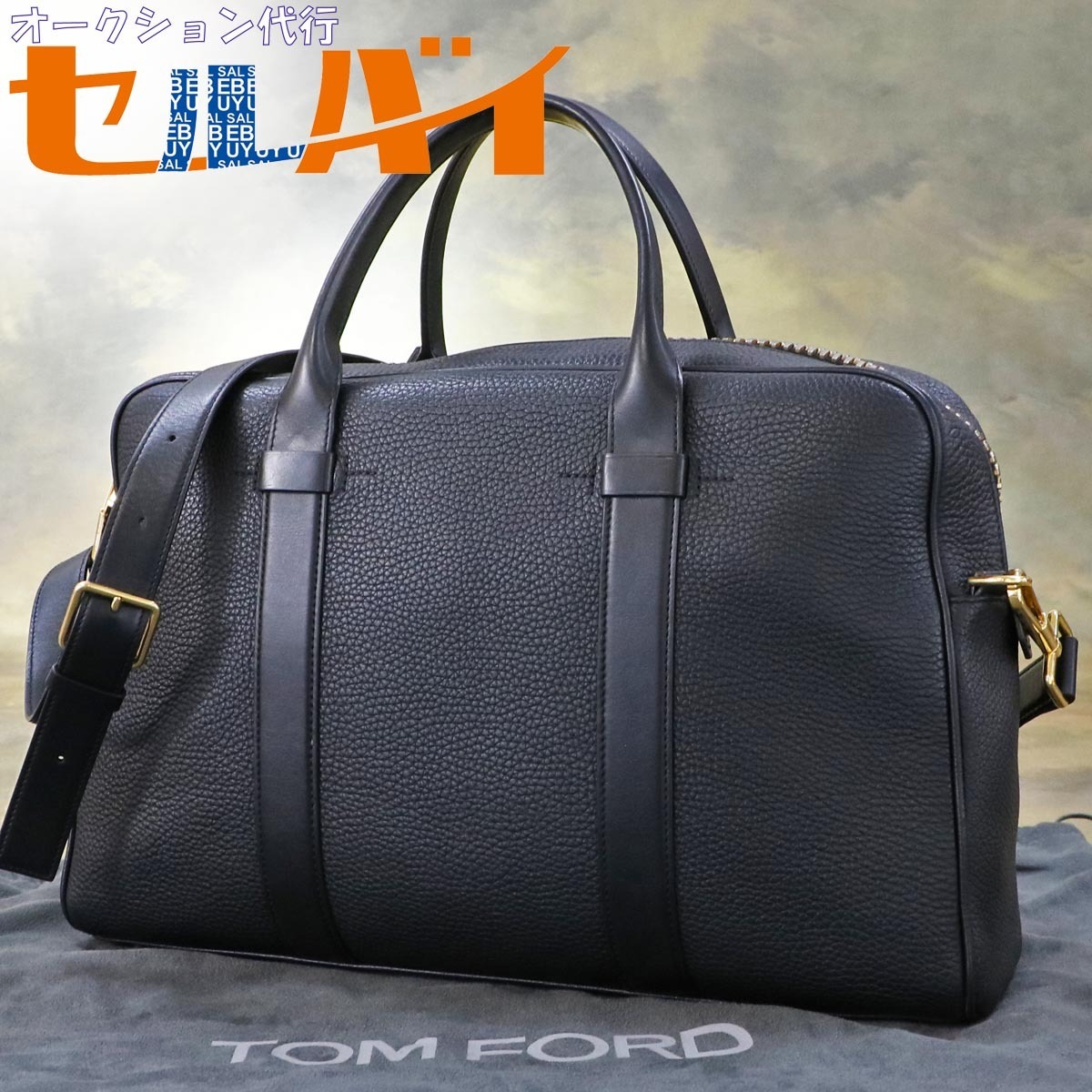 本物 極上品 トムフォード BUCKLEY ZIPPER トリヨンレザー2WAYメンズ