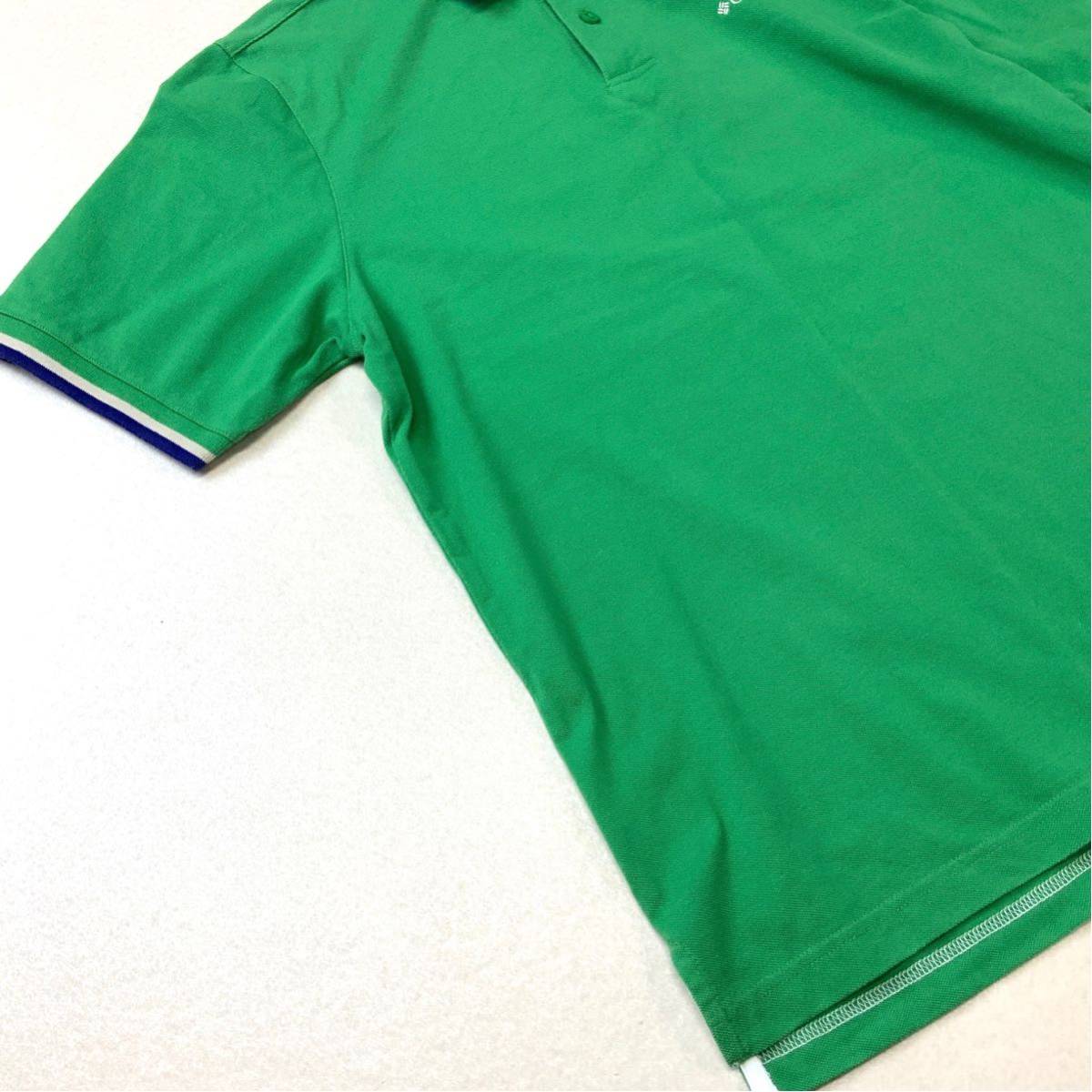 Columbia コロンビア 半袖 鹿子 ワンポイント ポロシャツ メンズ 大きいサイズ XL グリーン アウトドア キャンプ