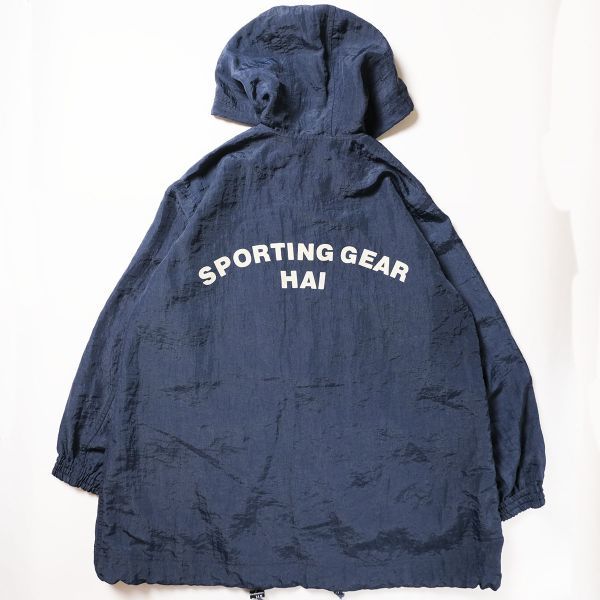 80's イッセイミヤケ HAI SPORTING GEAR ビッグロゴ ジップアップ ナイロンジャケット 紺 (M) パーカー ハイスポーティングギア オールド