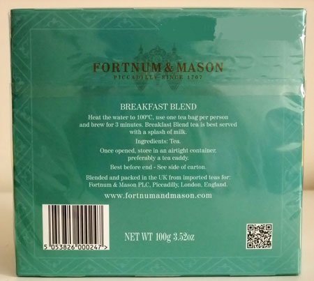 英国 フォートナム＆メイソン ブレックファスト ブレンド紅茶 ５０個ティーバッグ 箱入り x２箱 Fortnum & Mason Breakfast Blend_画像3