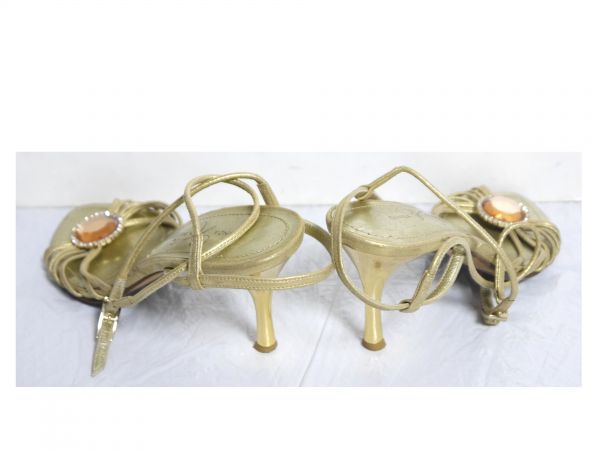  Ginza Kanematsu sandals 21.5cm Gold E672-73