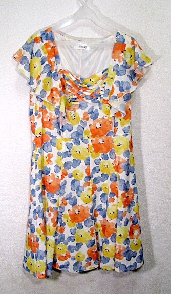 Pin Curl tunic no sleeve 38 floral print beautiful goods 
