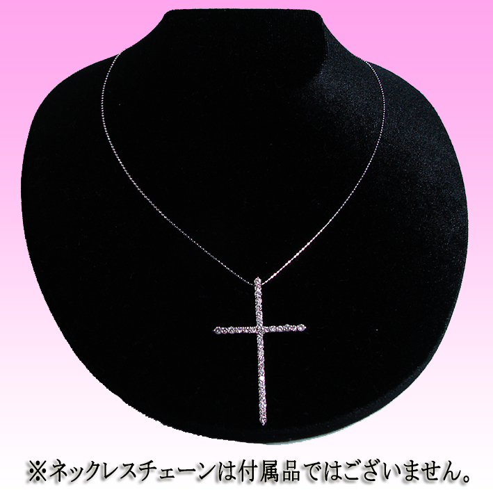 品質のいい 天然ダイヤモンド計1.00ct 18金ホワイトゴールド(K18WG)十字架 ゴールド