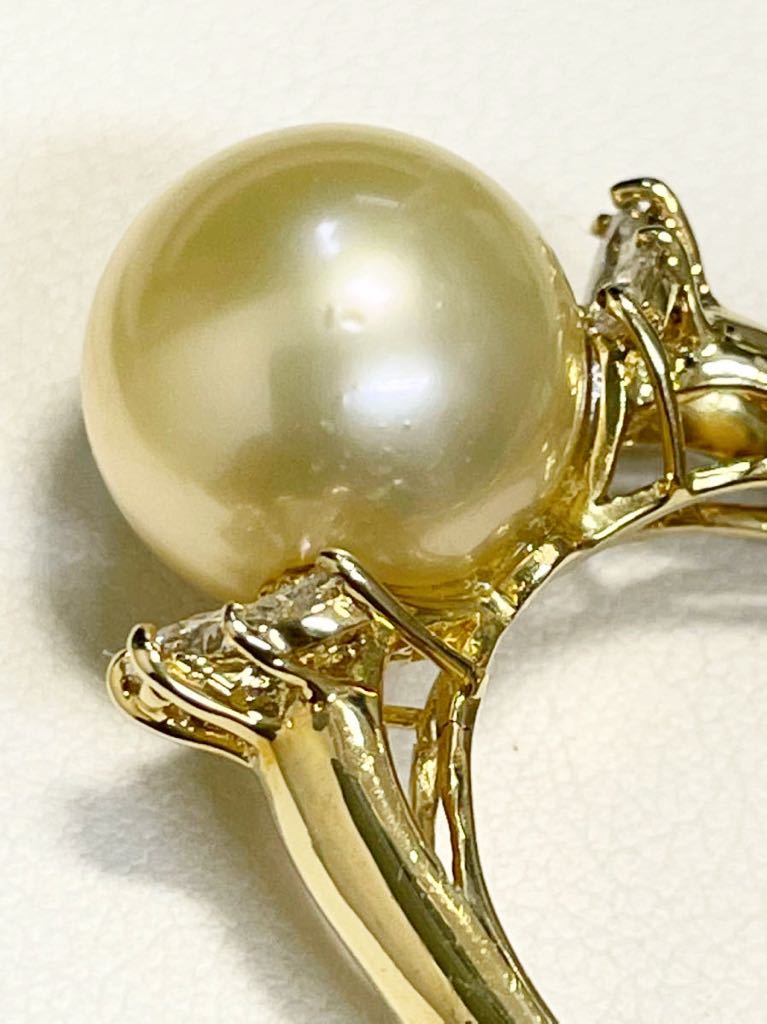 *K18 Golden pearl & diamond ring *