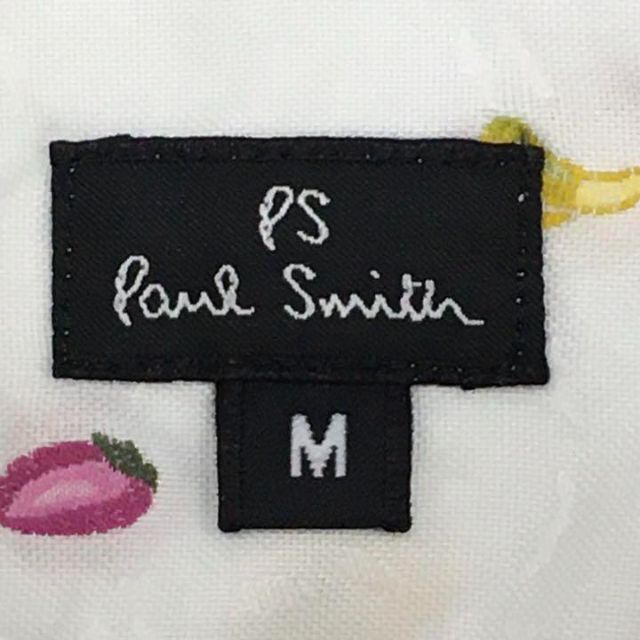 PS Paul Smith ピーエス ポールスミス 半袖ボタン 柄シャツ フルーツ 果物 コットン メンズ サイズM 白_画像6