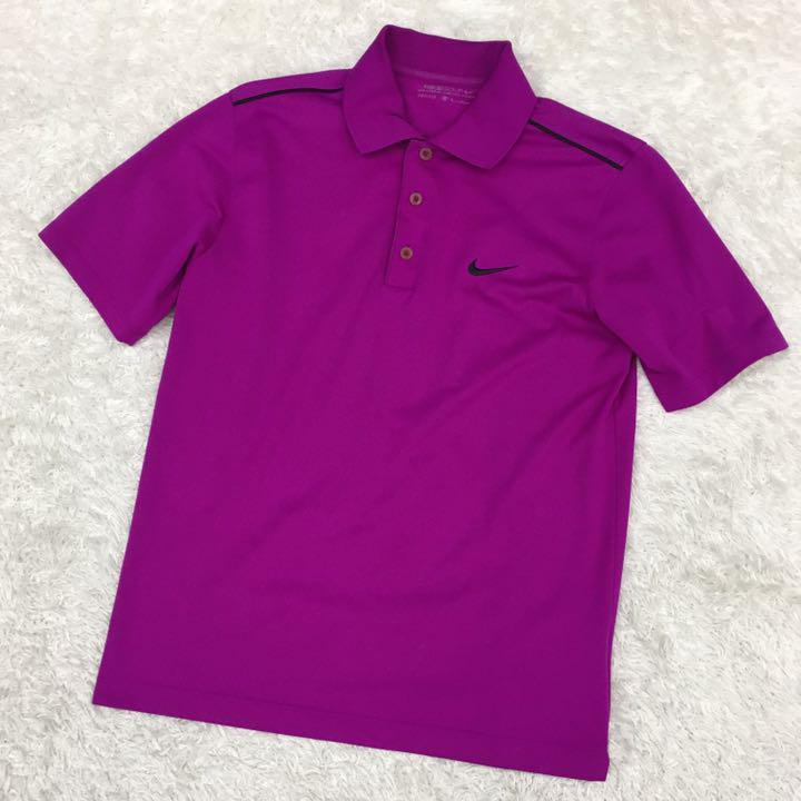 NIKE GOLF DRI-FIT ナイキ ゴルフ ドライフィット ゴルフウェア スポーツウェア 速乾半袖ポロシャツ 刺繍スウォッシュロゴ メンズ M  紫