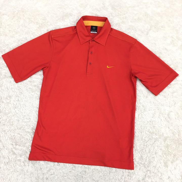 NIKE GOLF DRI-FIT UV Nike Golf dry Fit спорт одежда рубашка-поло с коротким рукавом половина кнопка скорость . УФ фильтр мужской размер M красный 