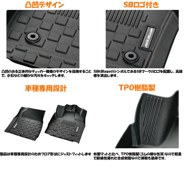 200系 ハイエース 標準 3Dフロアマット フロント用(H25.12～28年12月まで) シルクブレイズ SB-FM-200HI_画像6