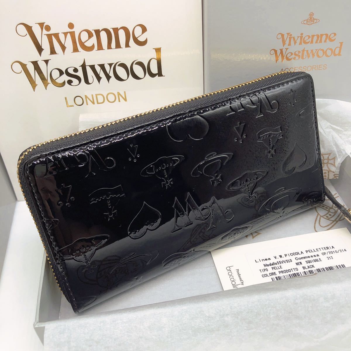 新品・未使用】Vivienne Westwood 長財布 オーブ エナメル ブラック 