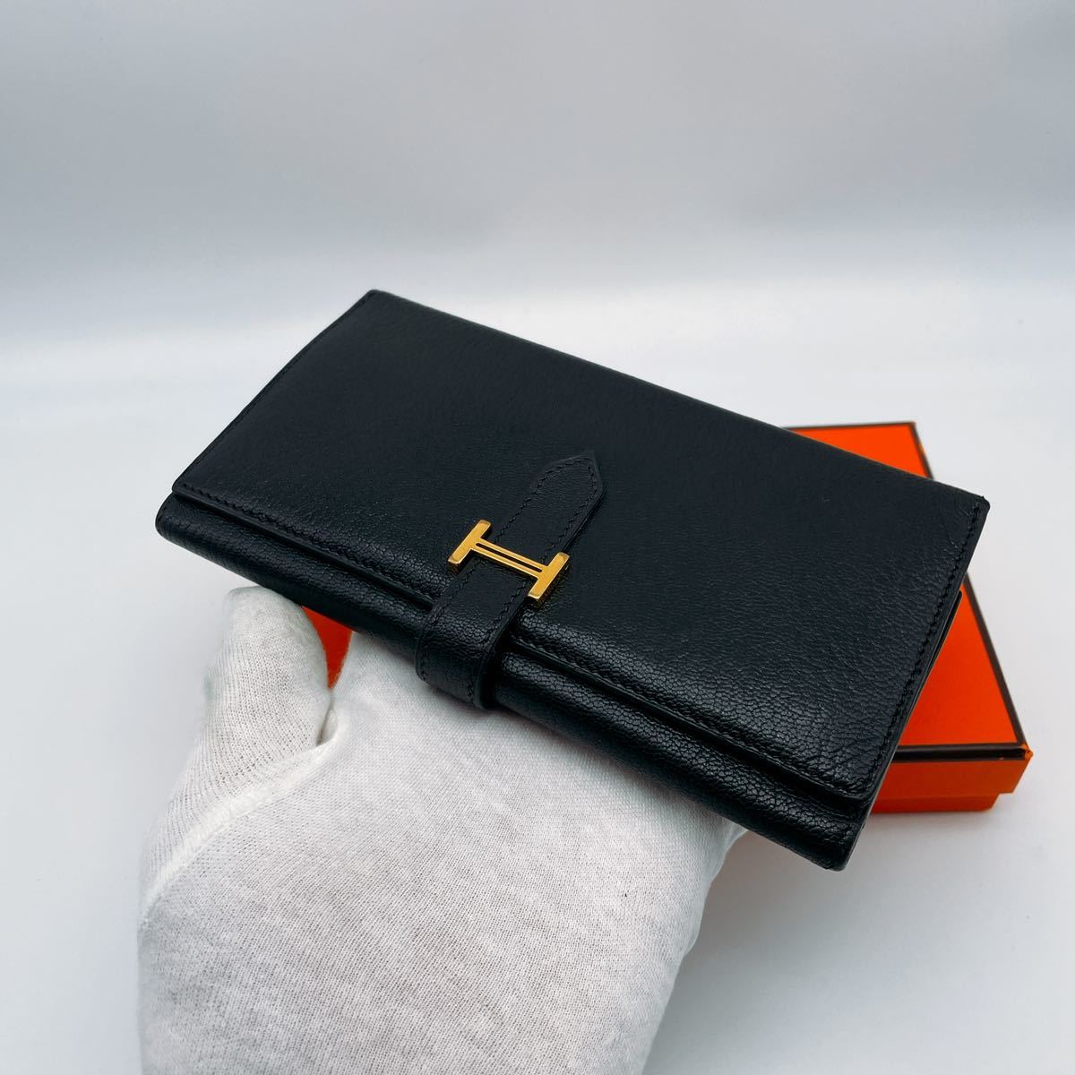 入手困難 HERMES エルメス ベアン デュプリ 2PLIS シェーブル ブラック