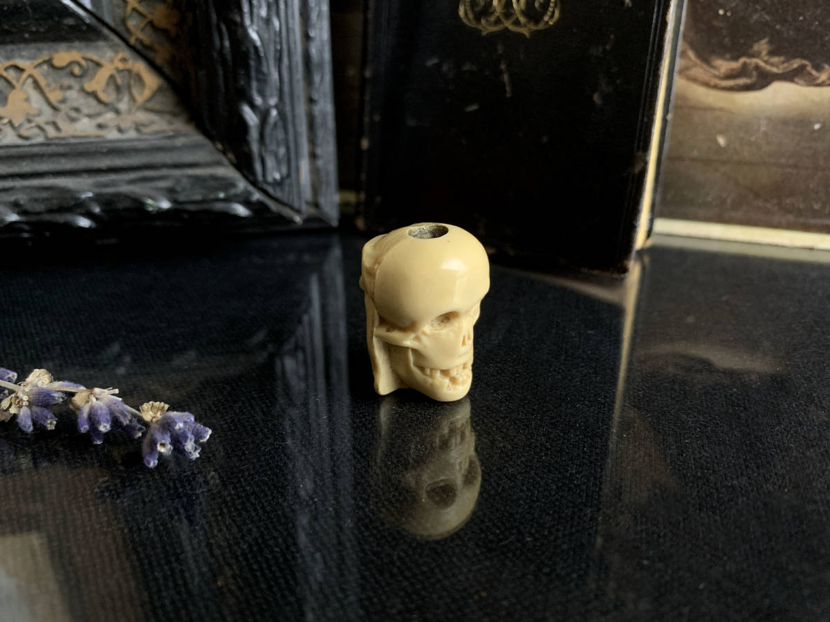 フランス 19世紀 メメント・モリ ビーズ 頭蓋骨 キリスト ダブル