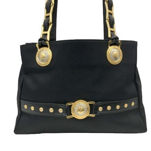  Izumi shop 22-510 [ superior article ] Versace sun Burst shoulder bag shoulder .. bag nylon black black Gold silver lady's 