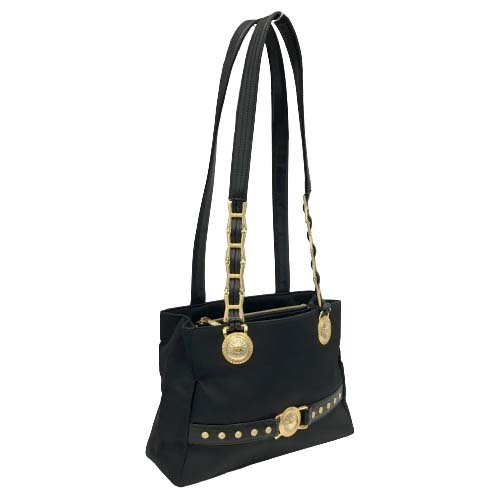  Izumi shop 22-510 [ superior article ] Versace sun Burst shoulder bag shoulder .. bag nylon black black Gold silver lady's 