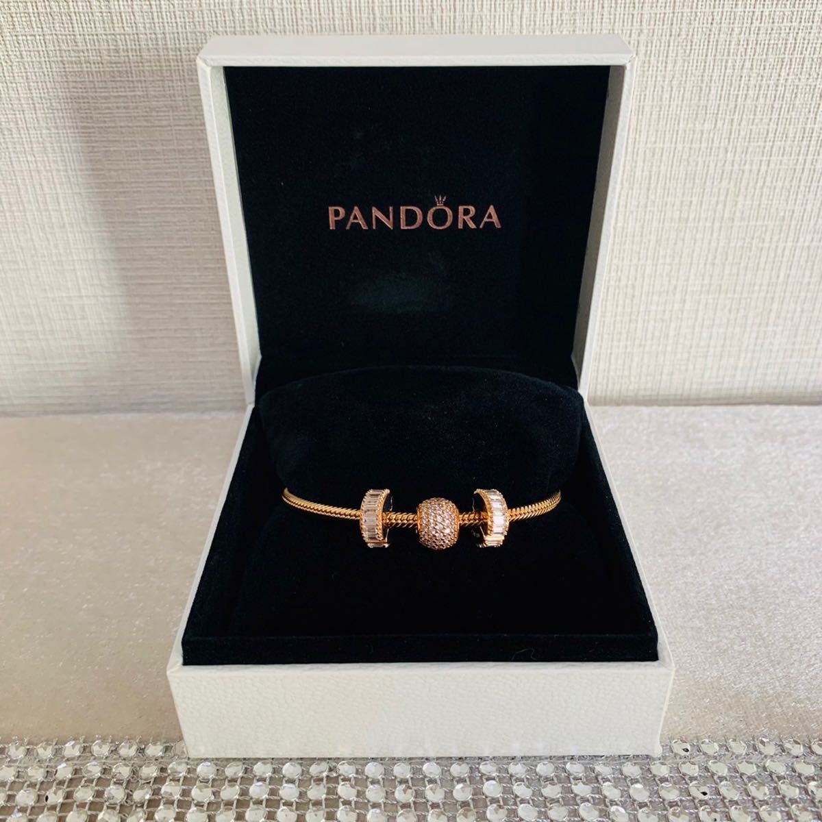 極美品】PANDORA パンドラ ブレスレット ハート ソウル ラインストーン