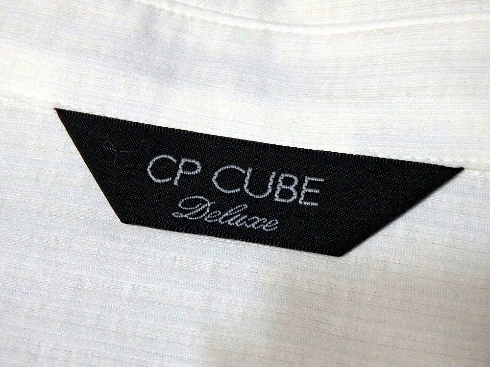 T【全日本婦人子供服工業組合連合　CP CUBE】オフホワイト系・Vネック・前開きボタン・ロールアップ七分袖・カットソー・Lサイズ! _画像7