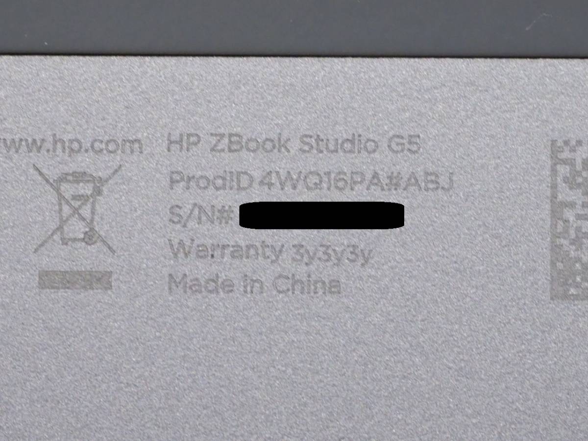☆ hp Zbook studio G5 ☆ Core i7-8750H（2.2Ghz) ☆ 液晶表示不良ジャンク ☆_画像7