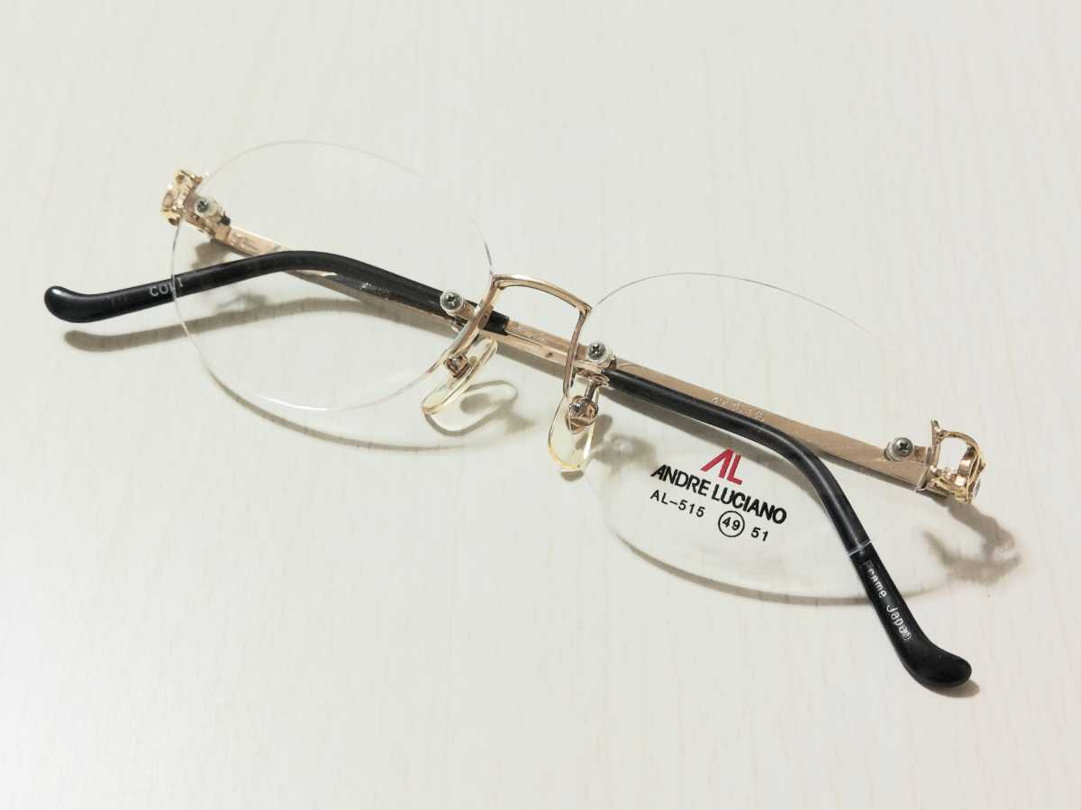 最安値級価格 新品　ANDRELUCIANO アンドレルチアーノ　日本製　ツーポイント　メガネ　眼鏡　高級感　上品 ふち無し、ツーポイント