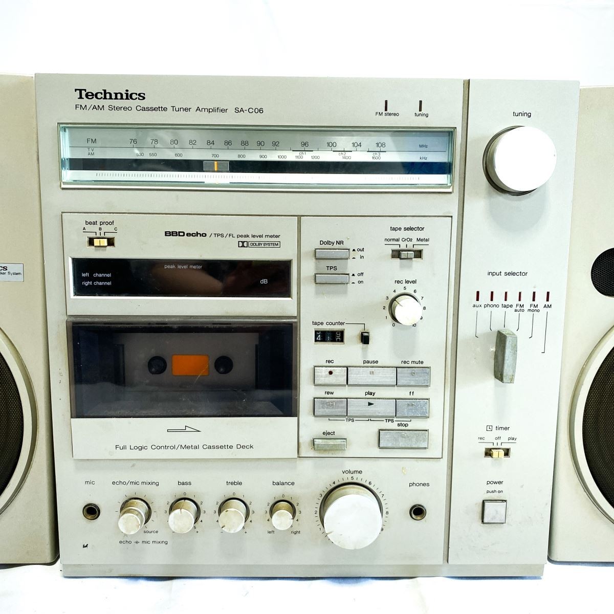 【音出しOK】Technics SA-C06 SB-F07 テクニクス 大型ラジカセ スピーカービンテージ FM/AMステレオカセット オーディオ機器 ジャンク H675_画像3