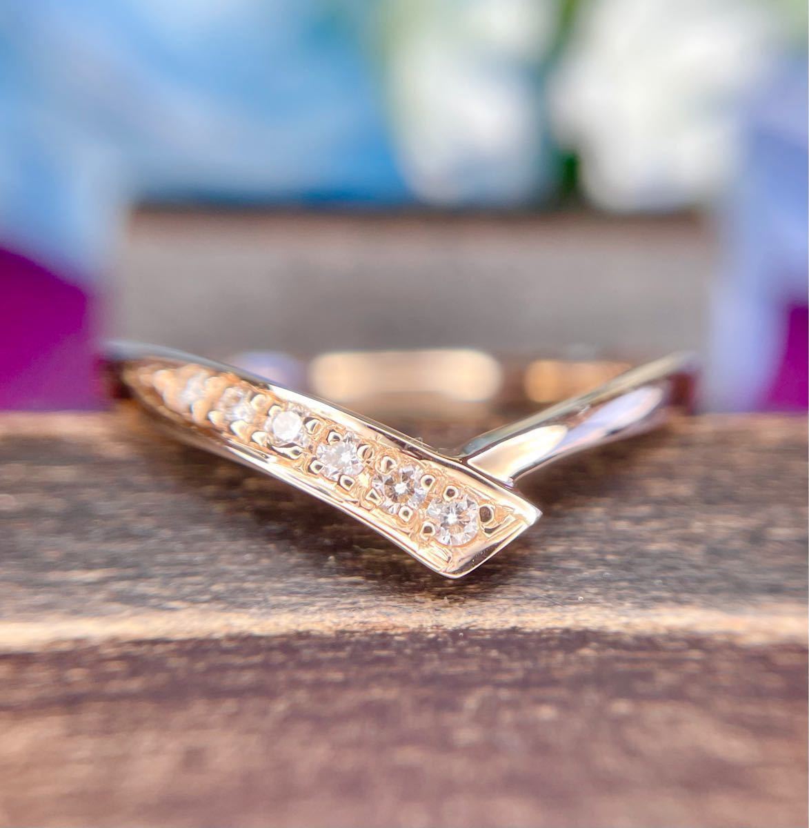 新品 K18PG 天然ダイヤモンドV字リング 0.06ct | www.norterminal.no