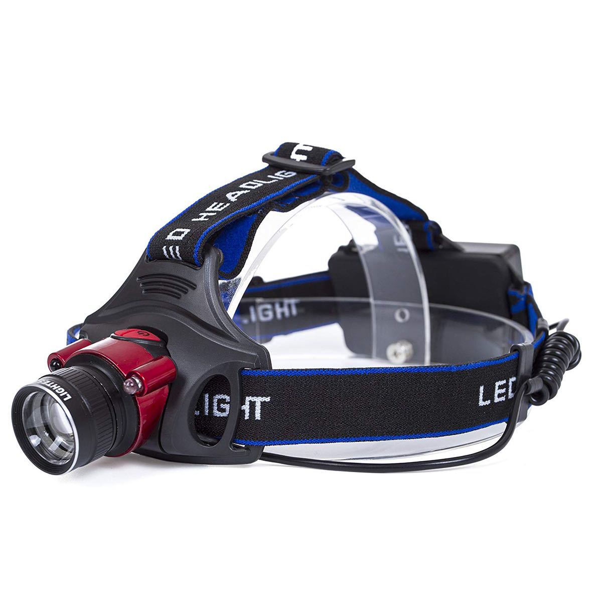 led ヘッドライト LED ヘッドランプ 超軽量 3点灯モード防水 角度調整 ズーム機能 充電、単3電池式両用 夜釣り 防災 （単3電池別売）