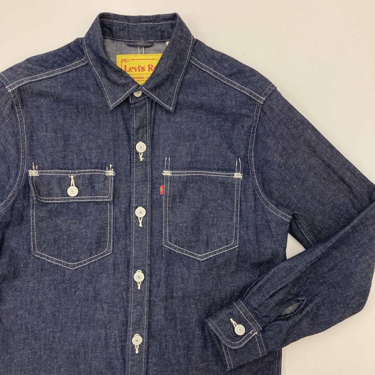 Levi's RED ヘンプ 混 デニムシャツ メンズ Sサイズ 長袖シャツ LevisRED リーバイスレッド ジャケット ブルゾン 2030200_画像1