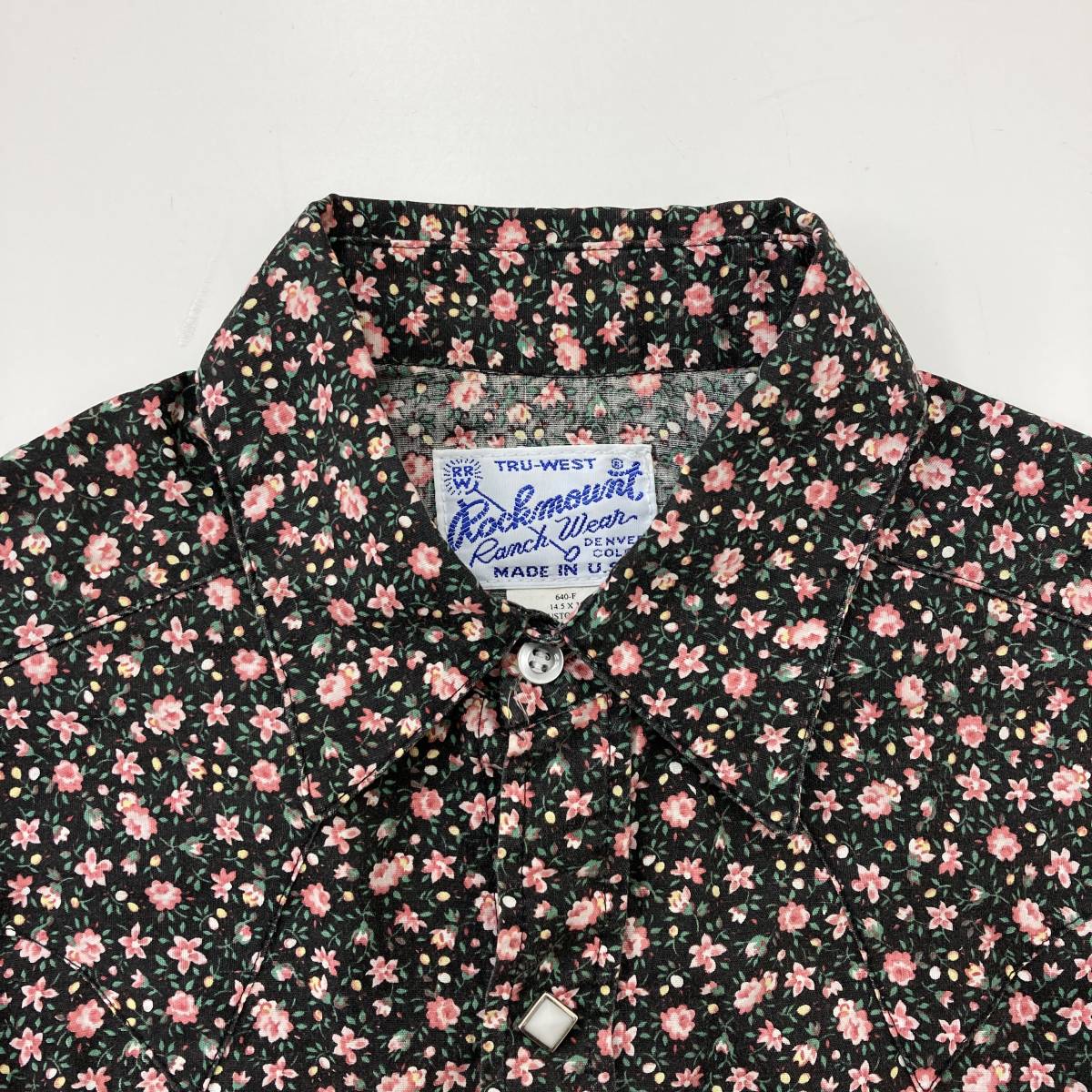 Rockmount 花柄 ウエスタンシャツ USA製 14.5 (Sサイズ) ロックマウント 長袖シャツ 柄シャツ アメリカ製 ボタニカル ビンテージ  2040057