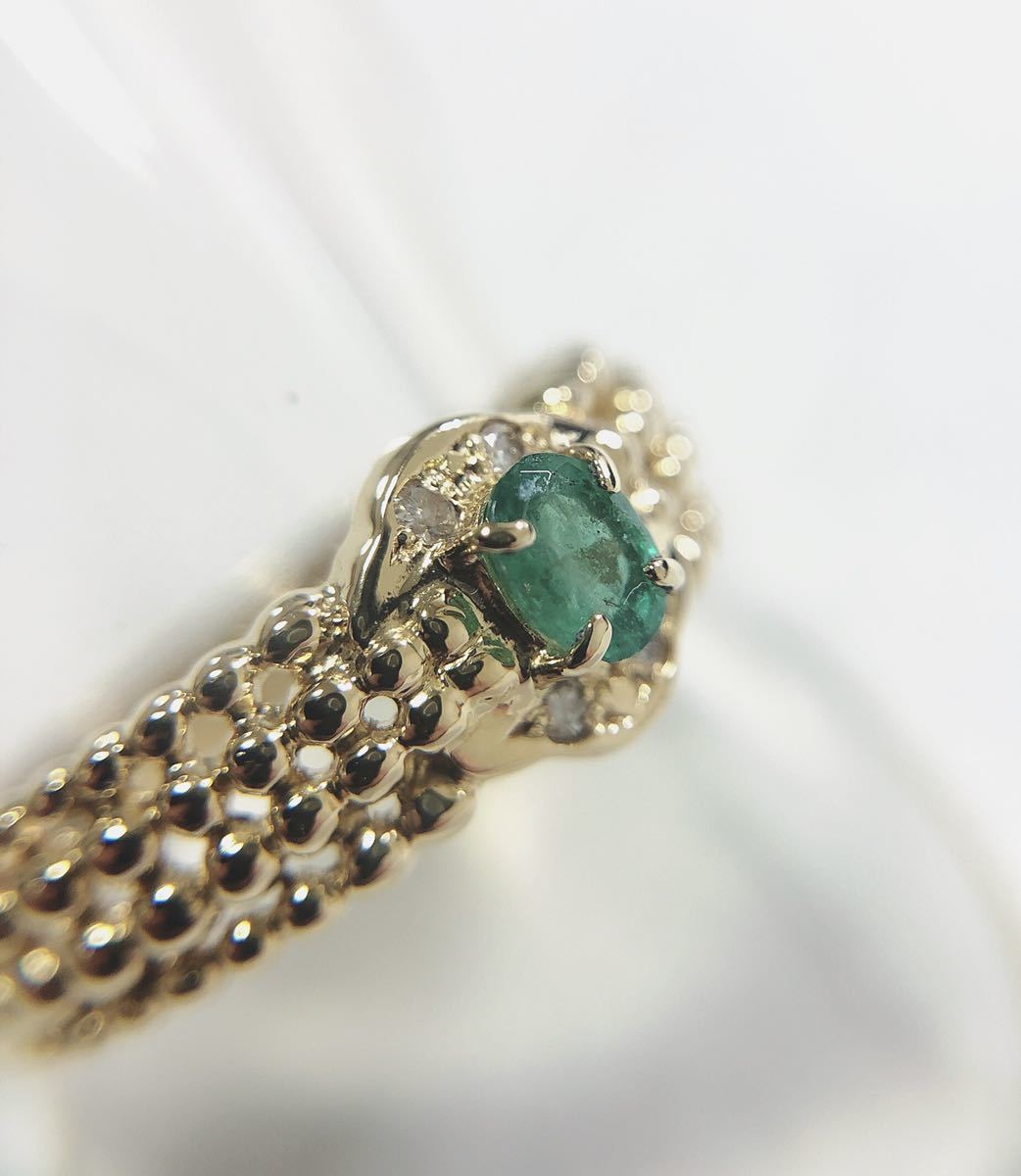 [ pawnshop Owari shop shop Tokyo ] * finish settled * K18YG yellow gold emerald diamond lady's ring #11.5