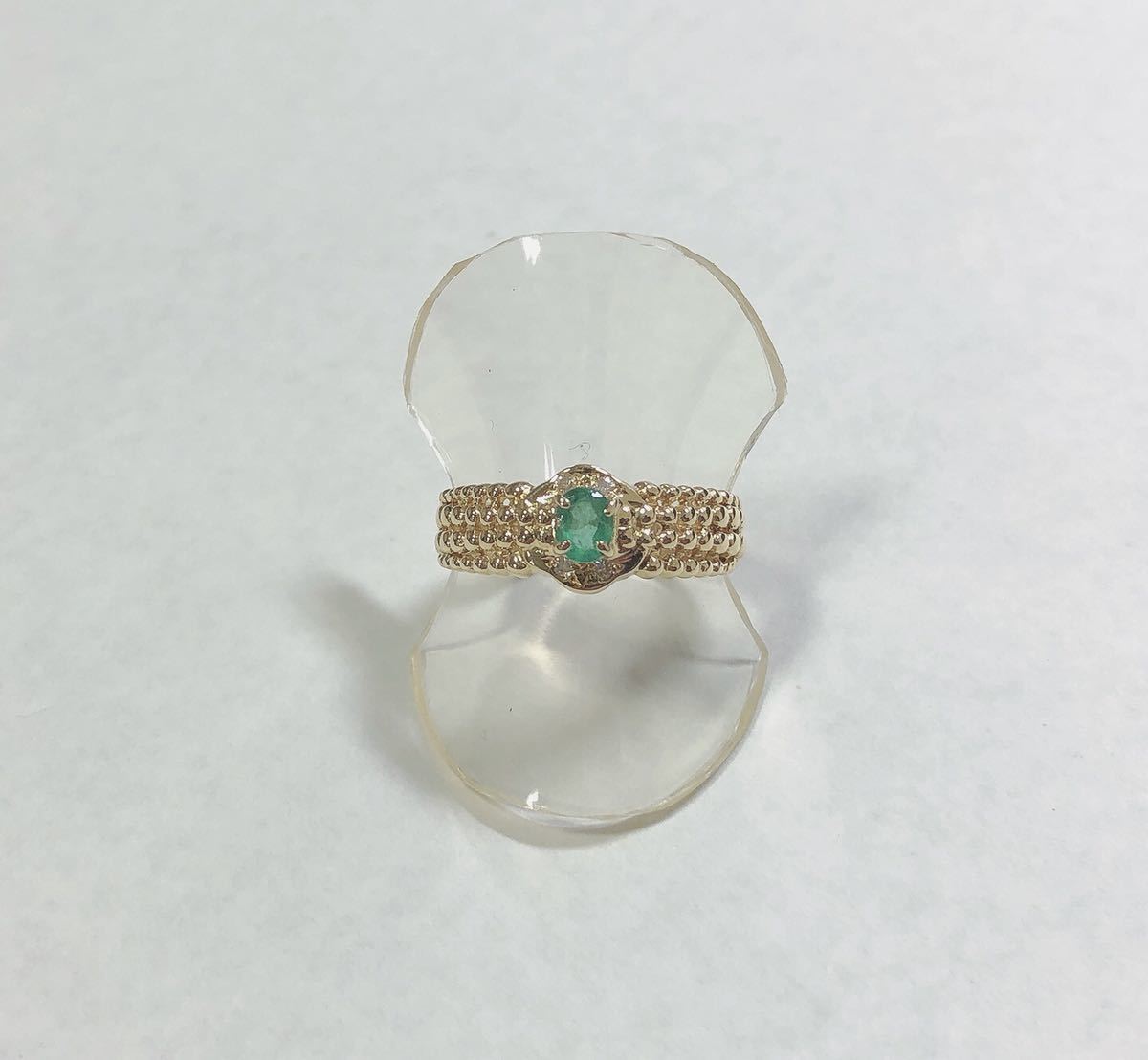 [ pawnshop Owari shop shop Tokyo ] * finish settled * K18YG yellow gold emerald diamond lady's ring #11.5
