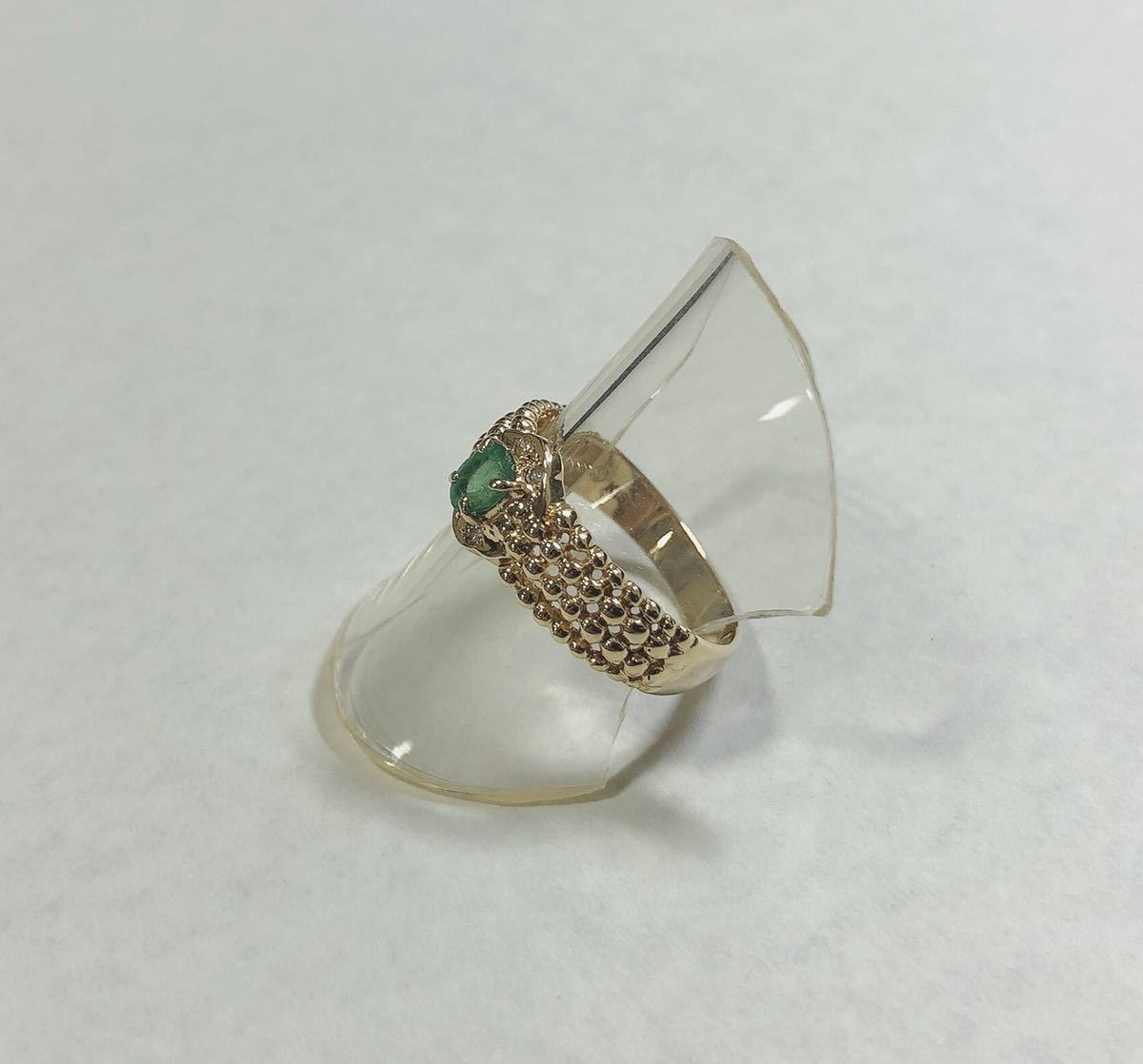 [ pawnshop Owari shop shop Tokyo ] * finish settled * K18YG yellow gold emerald diamond lady's ring #11.5