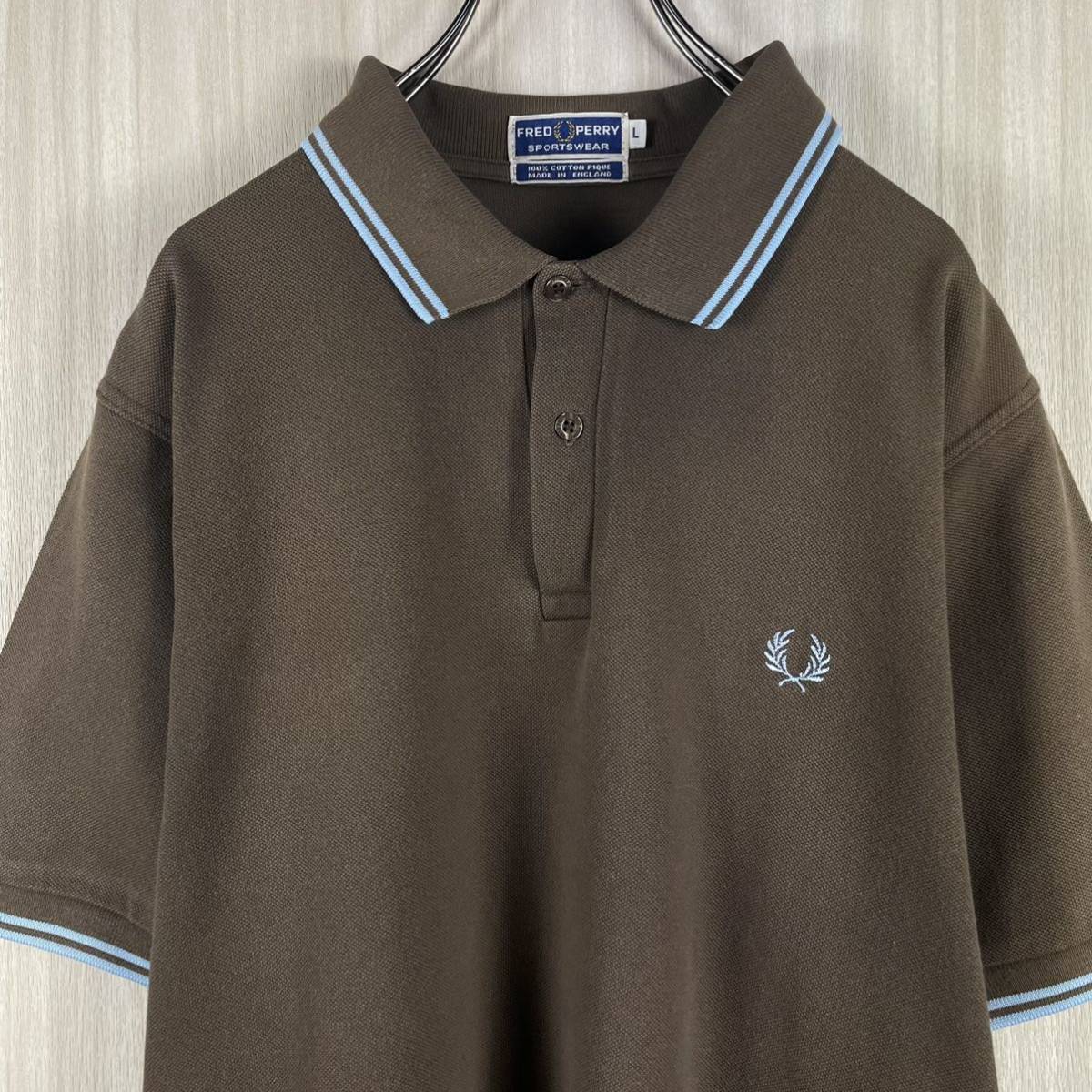 FRED PERRY】古着 半袖ポロシャツ刺繍ロゴ イングランド製 希少カラー-