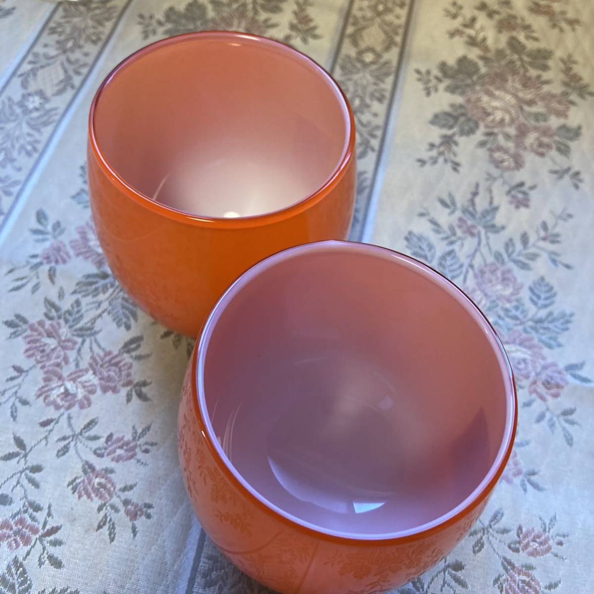  beautiful goods * stone . glass MAJOLICANmajoli can orange tumbler glass pair 